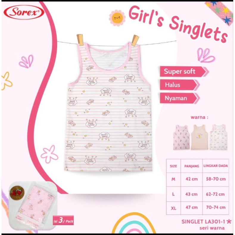 Singlet atasan motif anak cewek 4-10 tahun Sorex LA 301