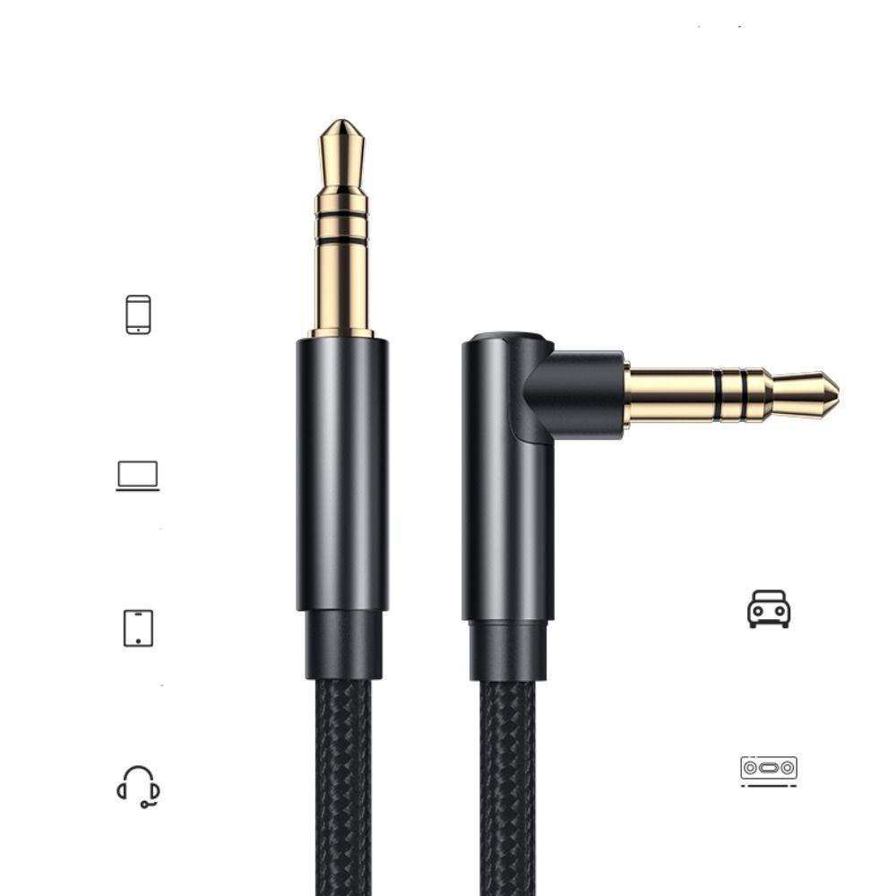 Lanfy Kabel Audio Aux 1PC Stereo JBL Headphone Speaker Kawat Aux Mobil Sudut Kanan Speaker Mobil Headphone Adapter Line Audio Adapter