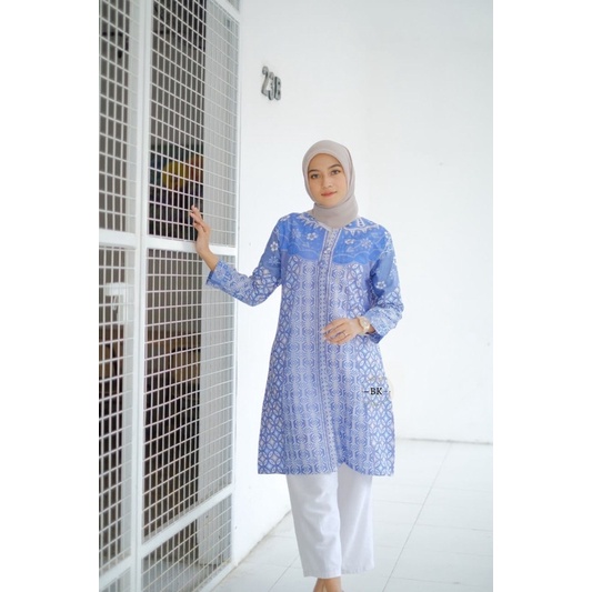 BAJU TUNIK BATIK - ATASAN BATIK WANITA LENGAN PANJANG DRESS BATIK TUNIK SOFT SIZE M L XL XXL XXXXL