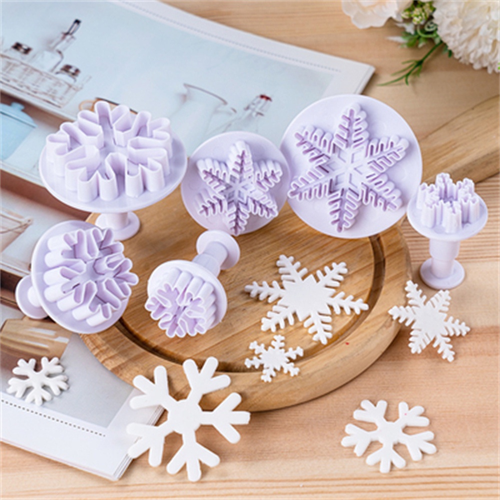 3 Pack Cetakan Kue Kering Fondant Bentuk Snowflake Natal Untuk Rumah Tangga