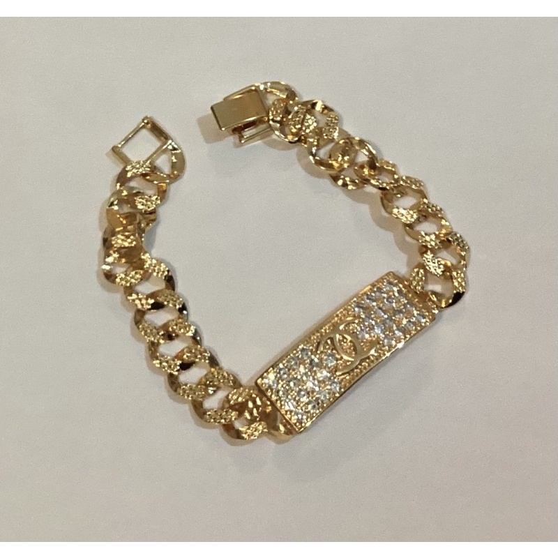 Gelang Sisik Naga Titanium plat mata gold