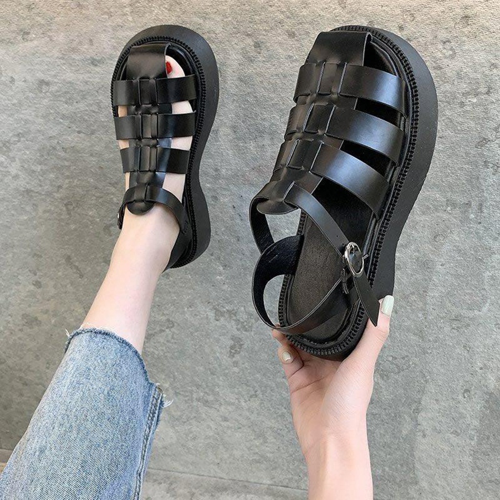 LURAD Sepatu Sandal Cewek Sepatu Wanita  Sepatu Gladiator Sepatu Import Model Terbaru Sole Tebal Design Unik Keren