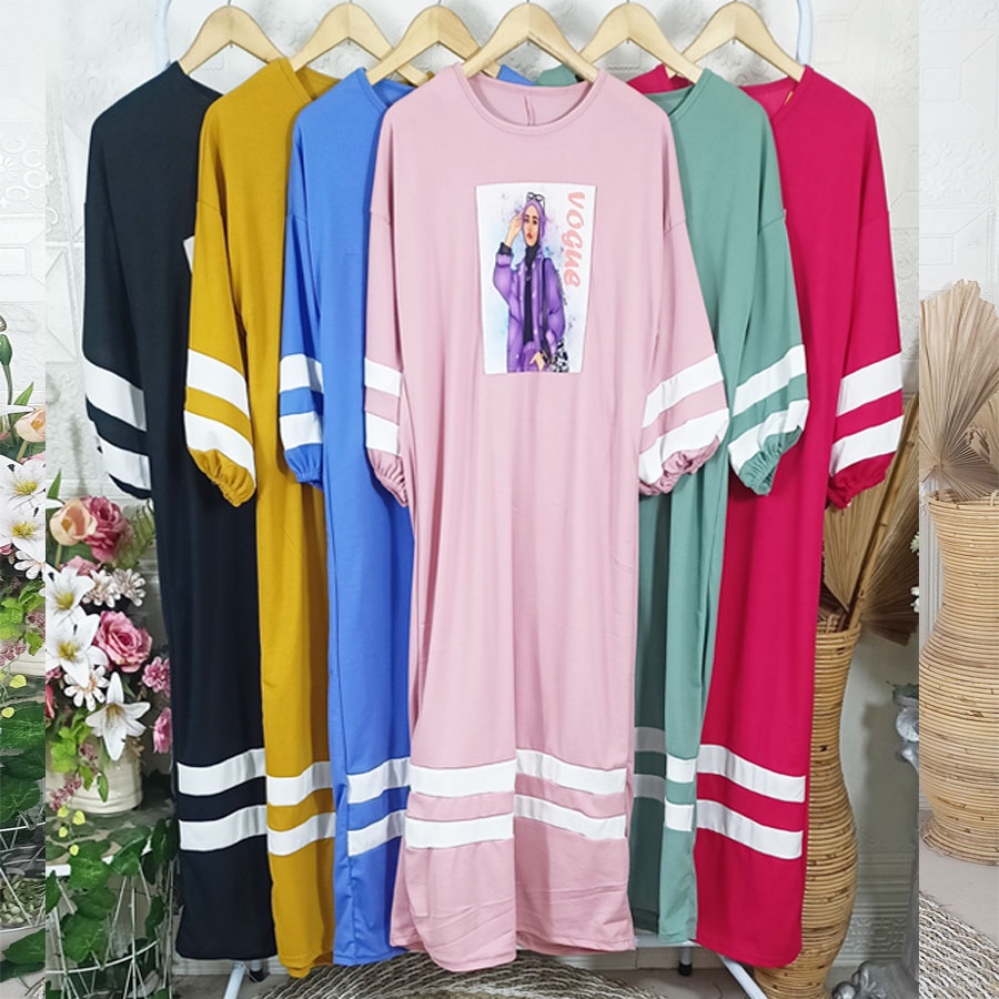 CARLINA FASHION JUMBO VOQUE LONG DRESS OVERSIZE WANITA PEREMPUAN CANTIK