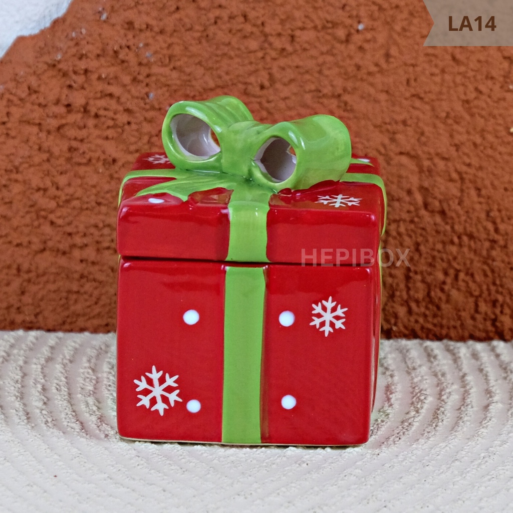 Toples Kue Kering - Toples Keramik Motif Christmas - Hampers Natal - Topless Keramik Hadiah Natal - Dekorasi Natal | LA14