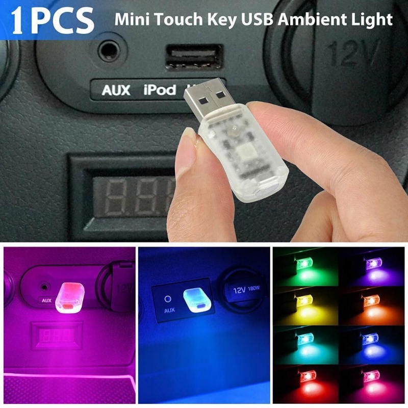 Lampu LED Atmosfir USB Kontrol Sentuh Portable Untuk Dekorasi Interior Mobil