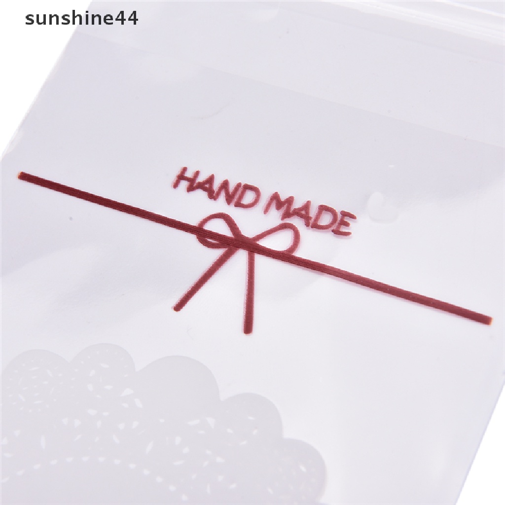 Sunshine 100pcs Kantong Plastik Cellophane Motif Renda Dengan Perekat Untuk Permen / Kue Ulang Tahun