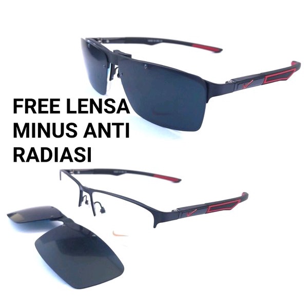 Kacamata kacamata frame nike clip on black red