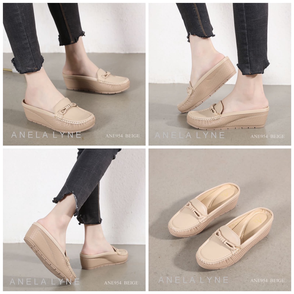 ANELA LYNE AIDAH SEPATU MULES WEDGES SHOES ANE954 ORIGINAL