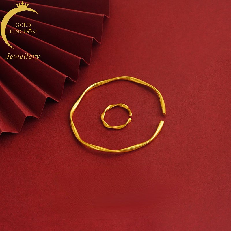 Goldkingdom Perhiasan Fashion Emas Asli Kadar 375 Bangkok Aksesoris Ready Stock Mobius Ring Cincin Wanita Tangan Lapis Emas Minimalis Desain Unik