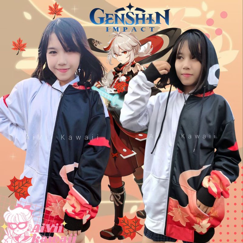 【AiVii】JAKET HOODIE KAZUHA GENSHIN IMPACT UNISEX PRIA WANITA