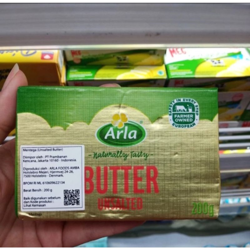 

Arla Butter unsalted 200gr naturally tasty mentega arla