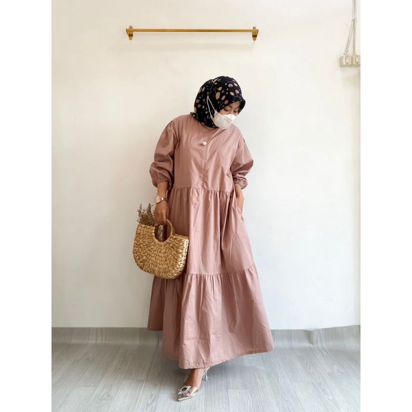 QIMORA DRESS | PAKAIAN WANITA KOREA CEWEK CEWE POPLIN