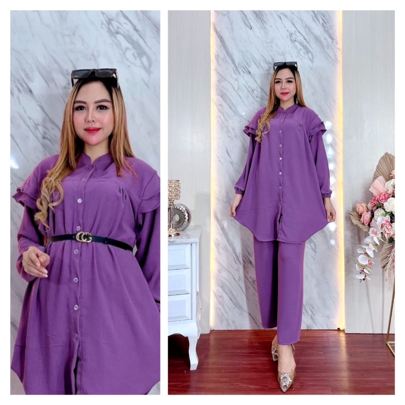 Zivia Oneset Tunik Crinkle Airflow Oneset Jumbo Wanita