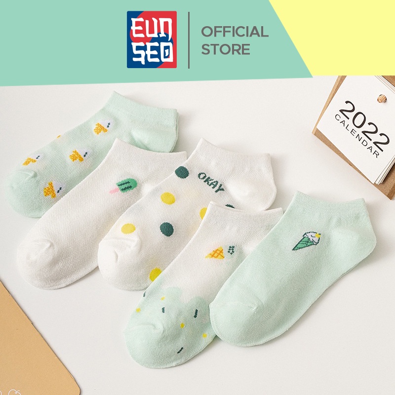 EUNSEO Kaos Kaki Ankle Cute Fashion Korea Motif Ice Cream Kaos Kaki Pendek Kaoskaki Semata Kaki