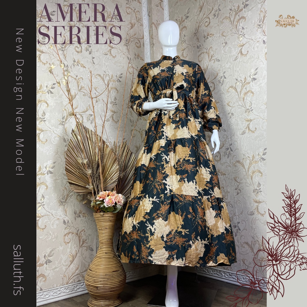 AMERA DRESS LADY PRINTING PREMIUM IMPORT MEWAH MOTIF BUNGA
