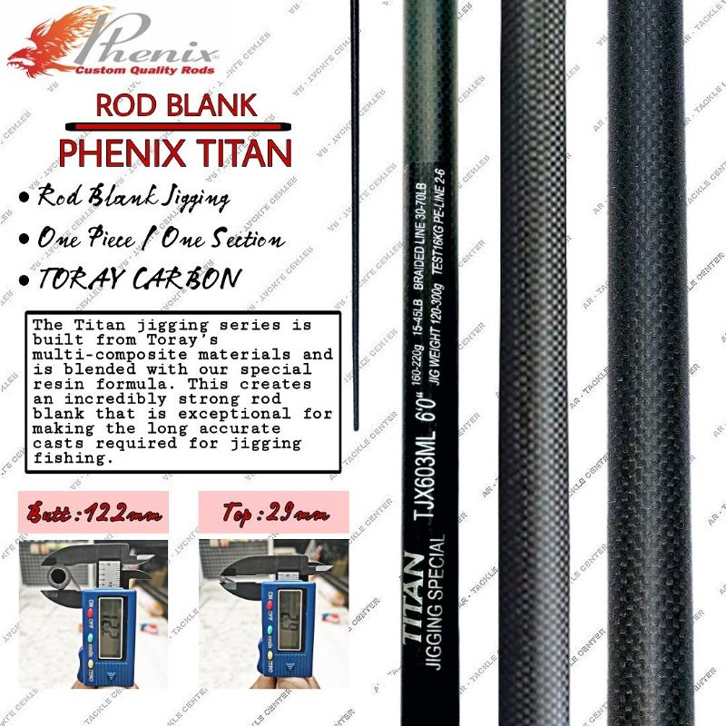 Blank Rod Jigging PHENIX TITAN Jigging Special TJX603ML PE 2-6 (Pack Pvc)
