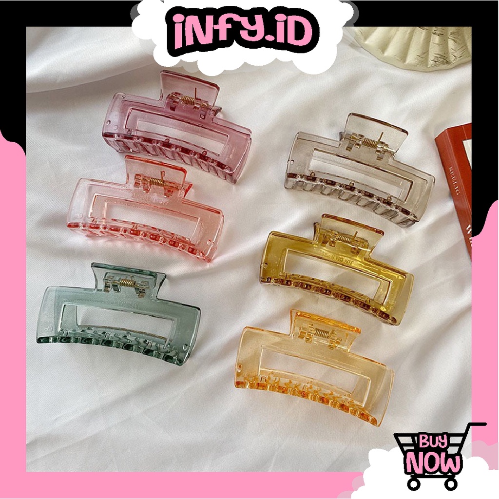 INFY - Jedai Kotak Bolong 8.5cm Tranasparan Model Baru Jepit Rambut Salon Bentuk Balok Transparan Hair Claw Clips A070