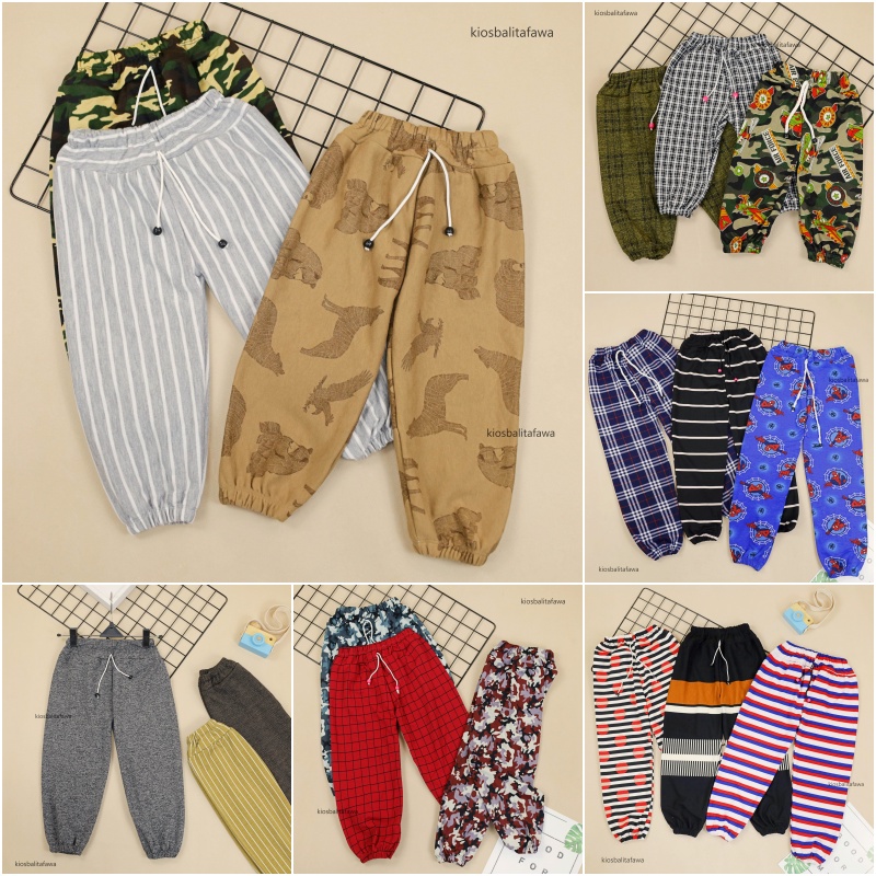 (ANAK LAKI) Jogger Motif uk 5-7 Tahun / Joger Pants Anak Cowok Celana Panjang Laki Murah Import Adem