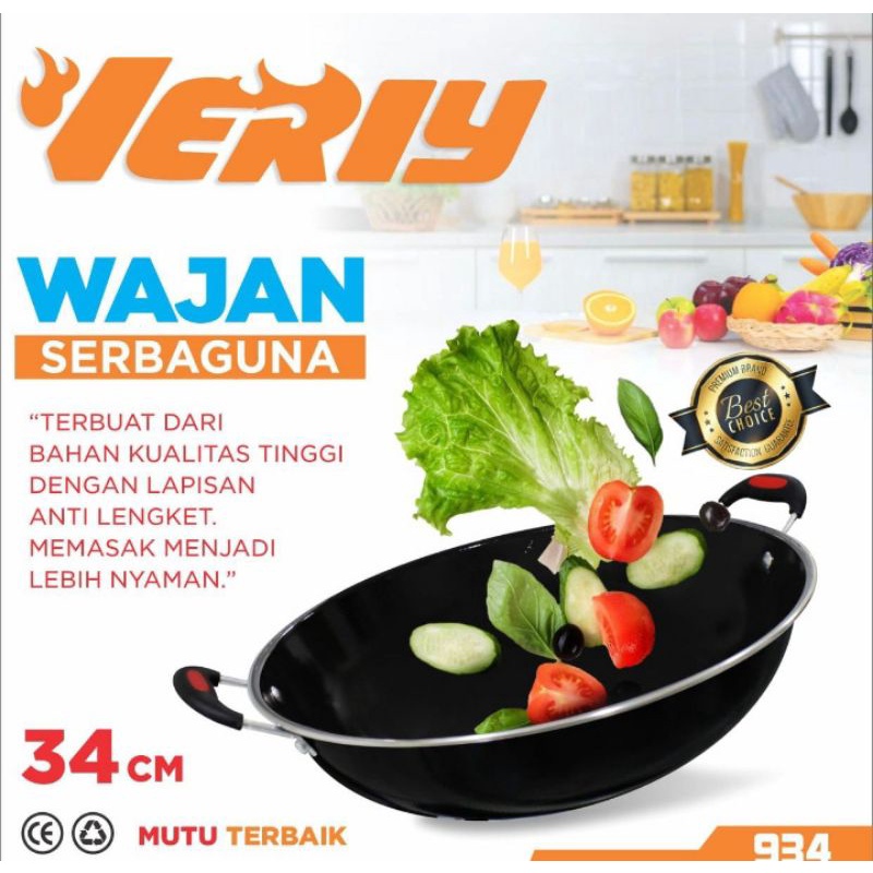 Wajan enamel kuping uk 34cm merk GSF panci goreng penggorengan anti lengket