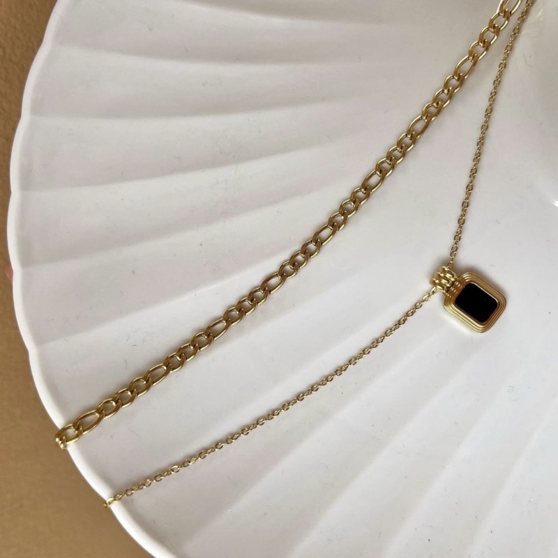 Willey Necklace | Kalung Rantai Double Layer Liontin Kalung Titanium Chain Necklace Gold