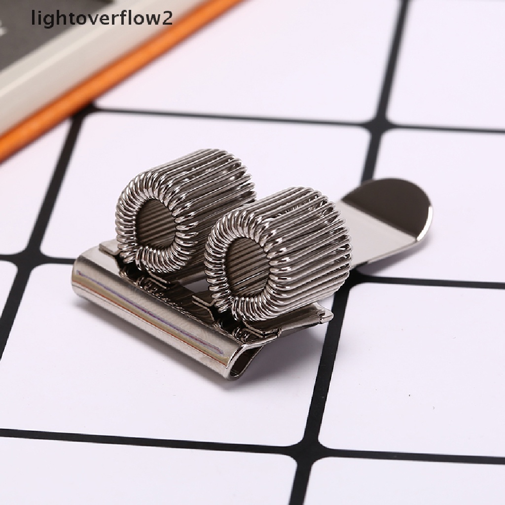 (lightoverflow2) Holder Pulpen 2 Lubang Bahan metal Warna silver Dengan Klip Saku Untuk Seragam Dokter / Perawat