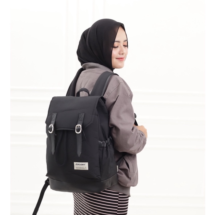 ESCORT - Tas Kuliah Ransel Anti AIr Backpack Up to 14 inch - Tas Pria Tas Wanita Daypack