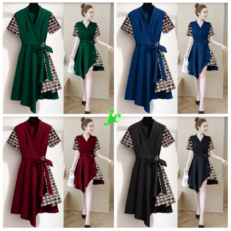 JCTK - Dres Chan Hijau / Dress Casual Wanita Terbaru Kekinian