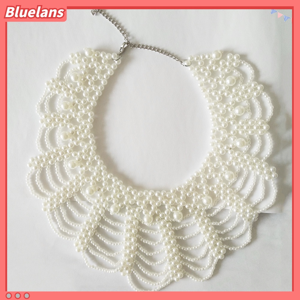 Bluelans Kalung Choker Model Hollow Aksen Mutiara Imitasi Untuk Wanita