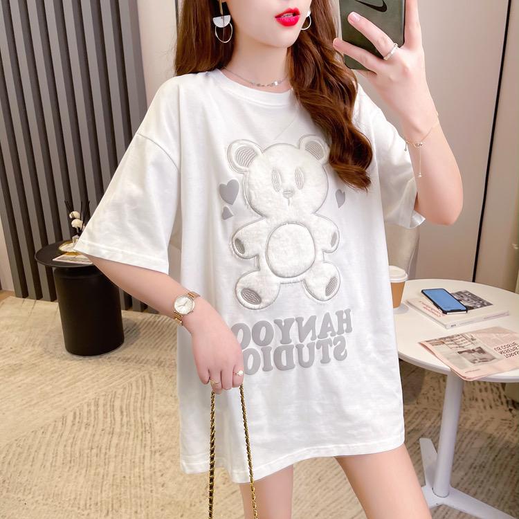 [littlecrab] Kaos Oversize Bulu Bear Chanyoou Studio T-shirt Beruang Bulu Lembut Berkualitas Soft Color Putih Pink Baju Unik Cute Tshirt With Soft Fluffy Fur Kaos Couple Unisex Korean Style