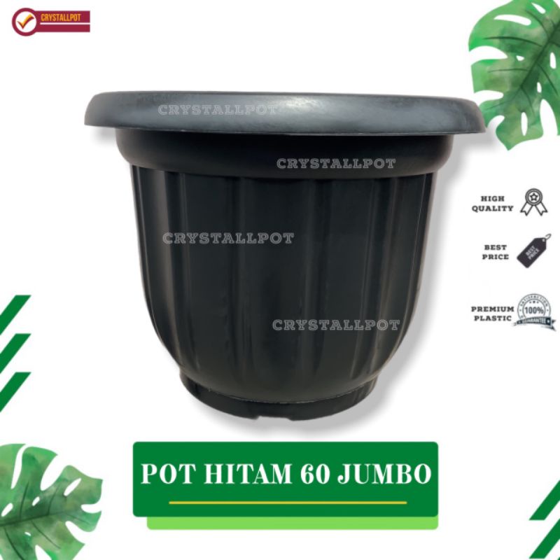 pot bunga tanaman plastik hitam 60cm - JUMBO 60 HITAM