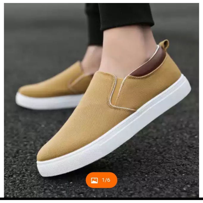 PROMO 1212 BIG SALE Sepatu Sneakers Slip On hitam Preasi Coklat sepatu pria