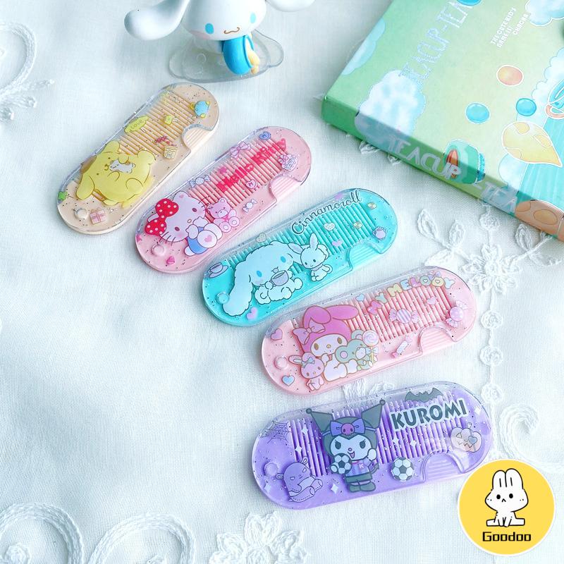 Sisir Kecil Plastik  Kartun Lucu Lipat Portabel Sisir Poni  Kuromi Melody Cinnamoroll Kitty -Doo