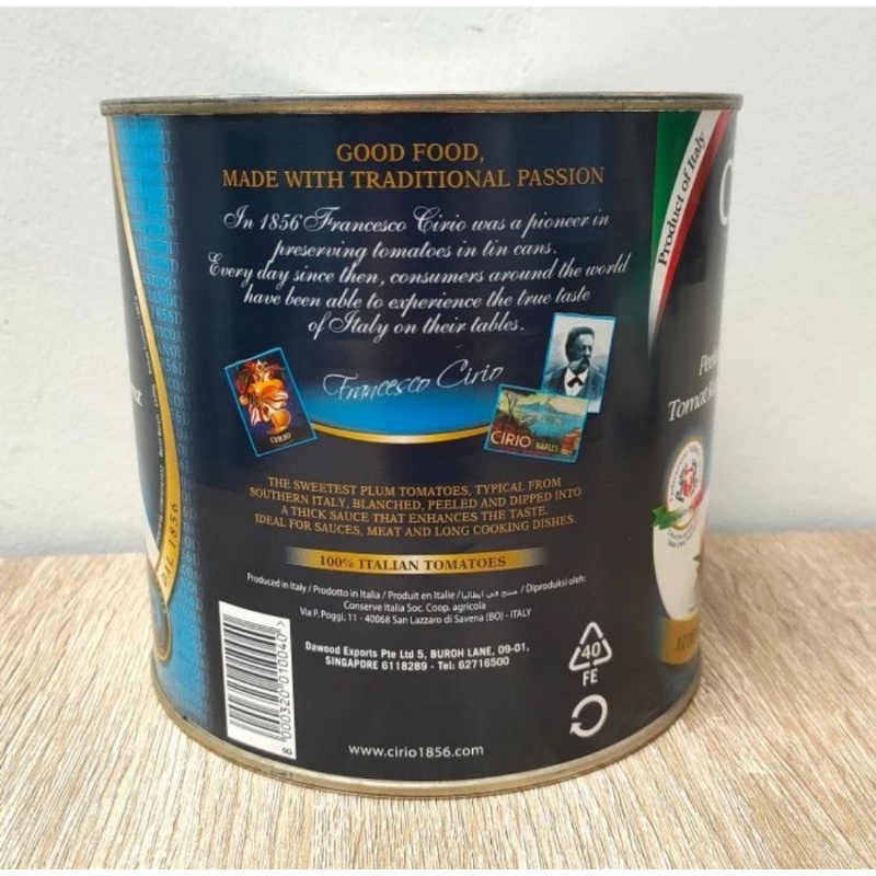 

Cirio Peeled Tomatoes Pelati 2.5kg - Tomat Kupas Italy Plum 2500gr