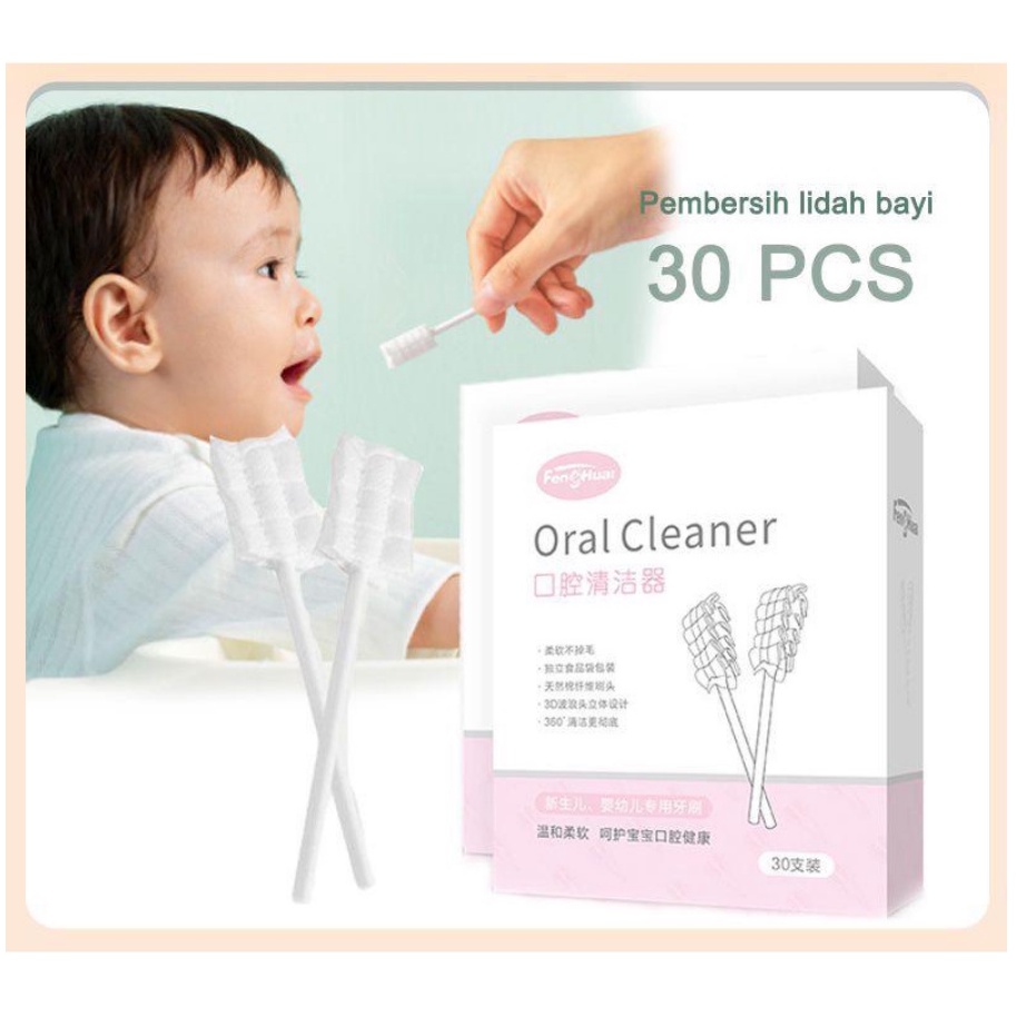 30Pcs Pembersih Mulut Bayi Newborn Gigi dan Lidah dengan Kasa Food Grade LC