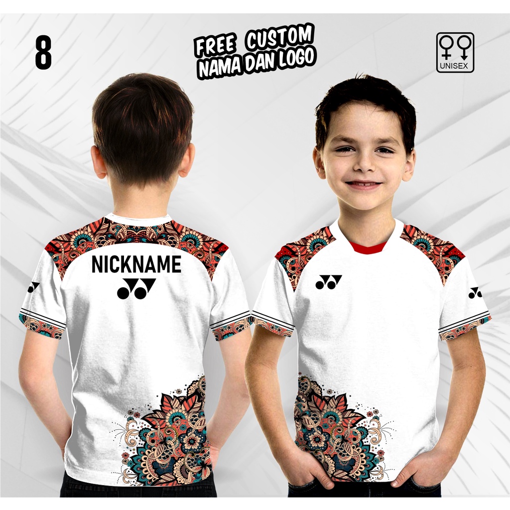 Jersey badminton anak baju badminton atasan baju badminton custom nama dan logo