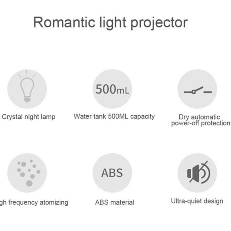 C1K1 Humidifier Projection Aromatherapy 500ml / Humidifier 2 in 1 Proyektor  Bintang Moonlight Terki