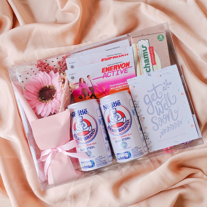 

Hampers Get Well Soon Parcel we care paket sehat isoman package - Merah Muda