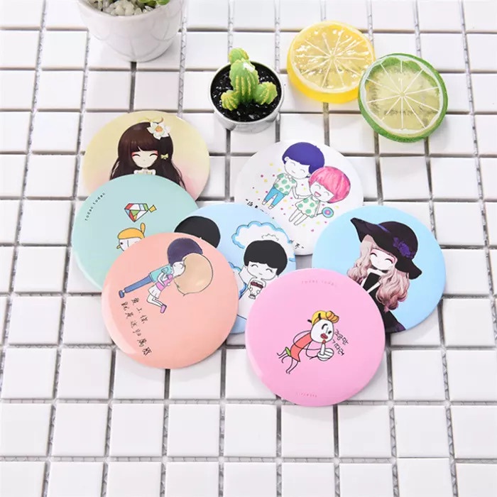 Kaca Cermin Mini Bulat Karakter Kaca Make Up Bulat Travel mini Kaca Mirror Kecil Dompet Tas Souvenir Lucu TERMURAH TERLARIS