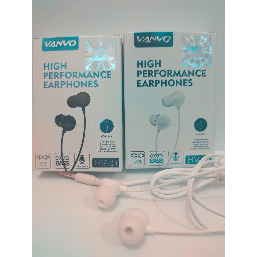 Hansfree Vanvo HV-31 HIGH PERFORMANCE EARPHONE EXTRA BASS JACK 3.5 HV 31 HANSFREE VANVO