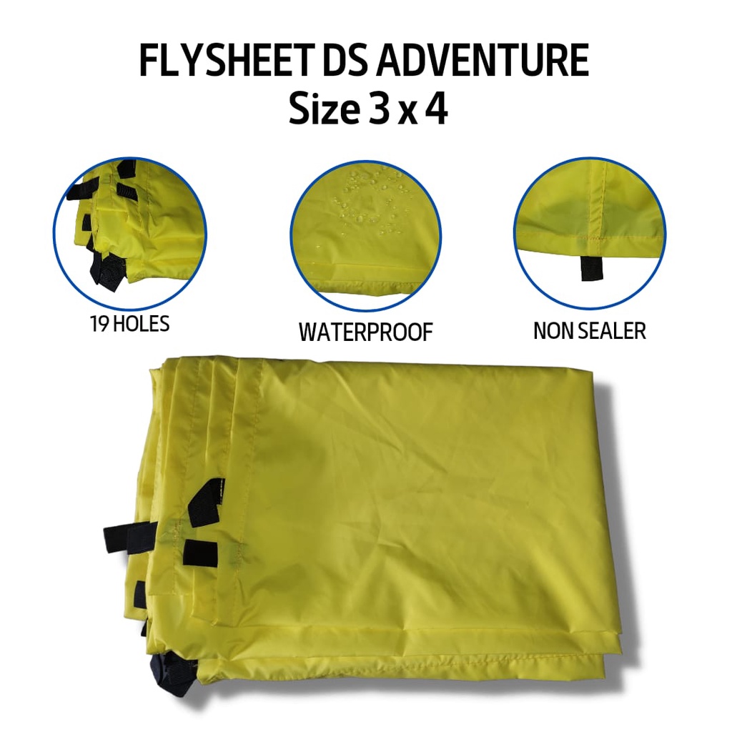 Flysheet Set 3x4 Bivak Set Ds adventure ( flysheet 3x4, tiang tenda, pasak tenda dan tali ) tenda darurat Paket lengkap flysheet atap tenda waterproof anti air