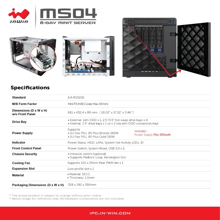 Casing INWIN IW-MS04 4 BAY ITX Mini Server + 265W