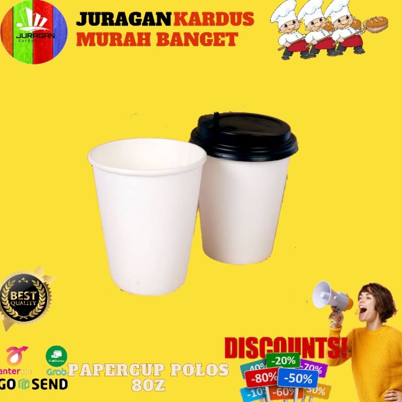 

(50pcs) Hot papercup 8oz/240ml/Putih polos ivory/Gelas kertas Minuman panasTeh kopi