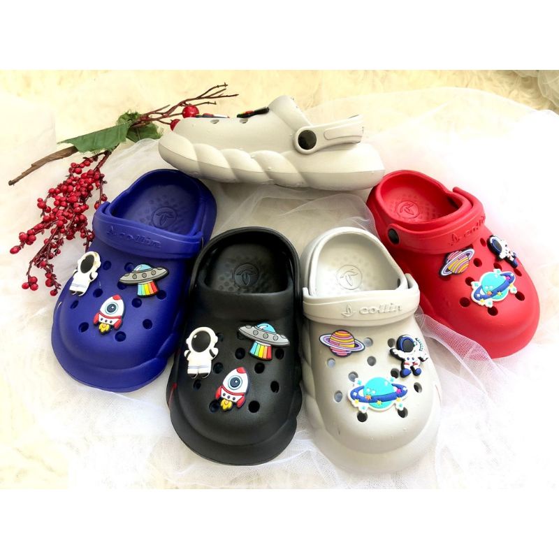 Sandal Baim anak laki laki tali belakang motif jibbitz sepatu sandal anak cowok kekinia morif astronot nyaman