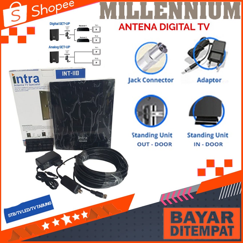 Antena TV Antena Digital Antena Dalam/Luar Intra 118 Bisa Tv Tabung LED Set Top Box