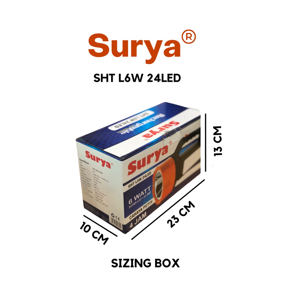 Surya Lampu Senter &amp; Emergency SHT L6W 24LED Tahan hingga 4 jam / Senter mati lampu / Lampu Emergency