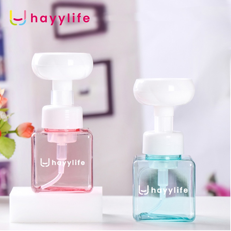 SOOKA Flower Press Bottle-250ml Square PET Bunga Bentuk Botol Busa Press Bunga Pembersih Tangan Botol Makeup Sub-pembotolan HL-AGB747