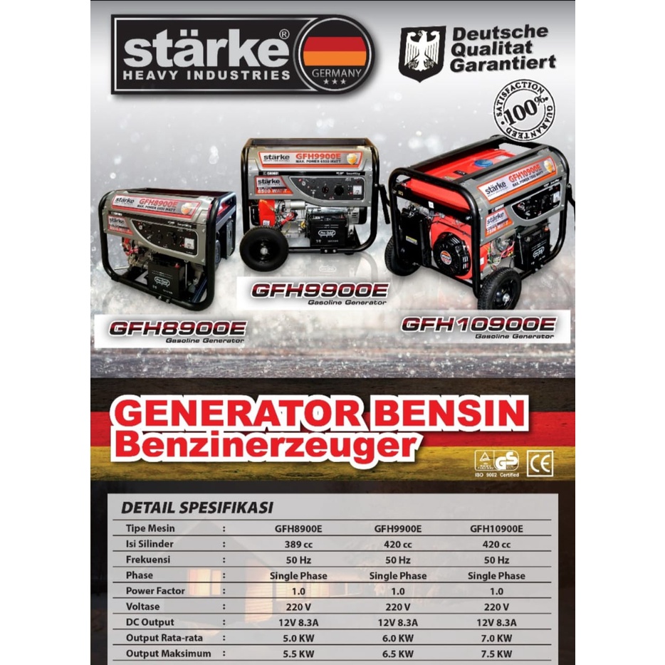 Genset Starke 6500 Watt GFH9900 E GFH 9900 E