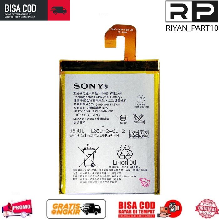 BATERAI SONY XPERIA Z3 BIG L55 D6653 LIS1558ERPC Battery Batteray Batere Batre Btr Batrai Ori