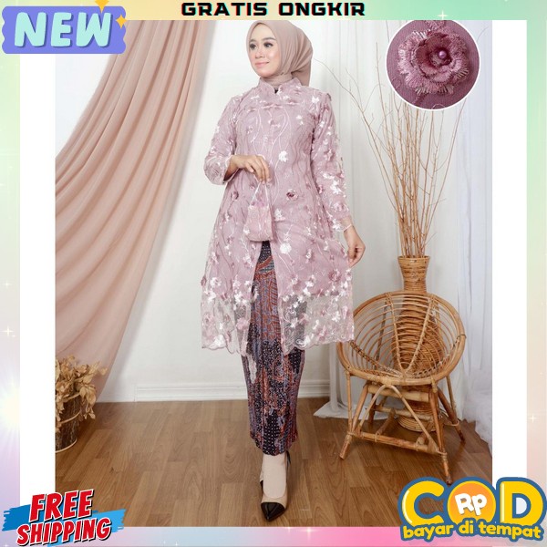 Bju Dewasa Formal Kebayak Brukat Dewasa Stelan Adat Modern Oneset Wanita Formal Kebaya Wisuda Kondan