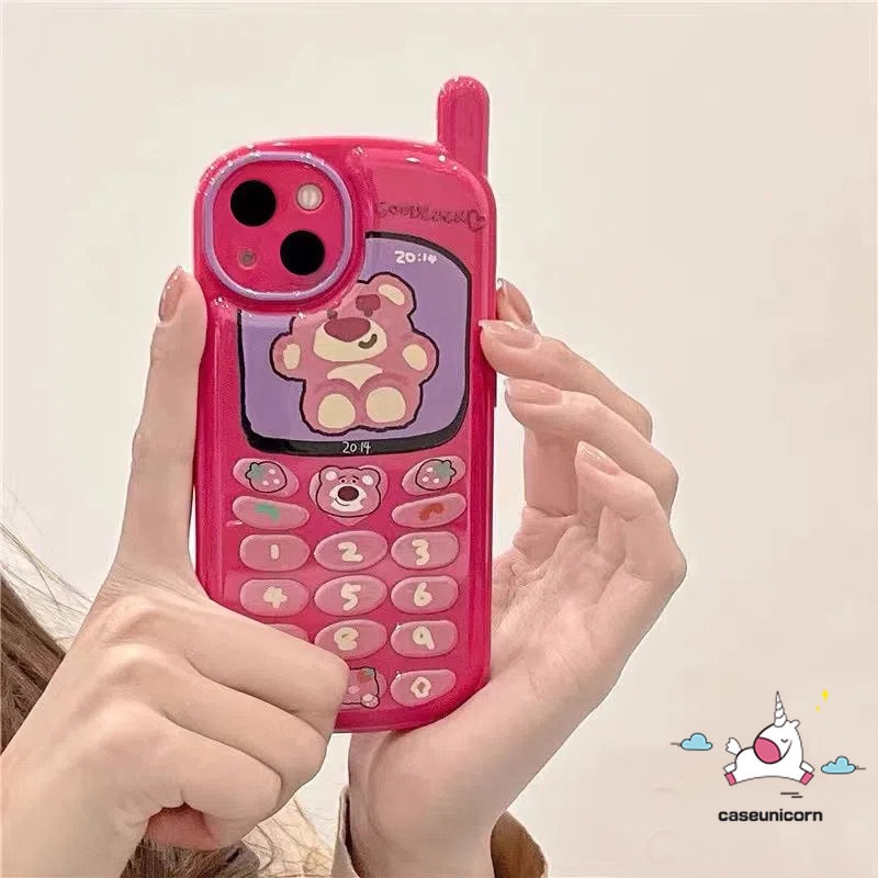 Soft Case Desain Kartun Beruang Buaya Strawberry Untuk iPhone 11 12 13 14 Pro MAX 7 8 Plus X XR XS MAX